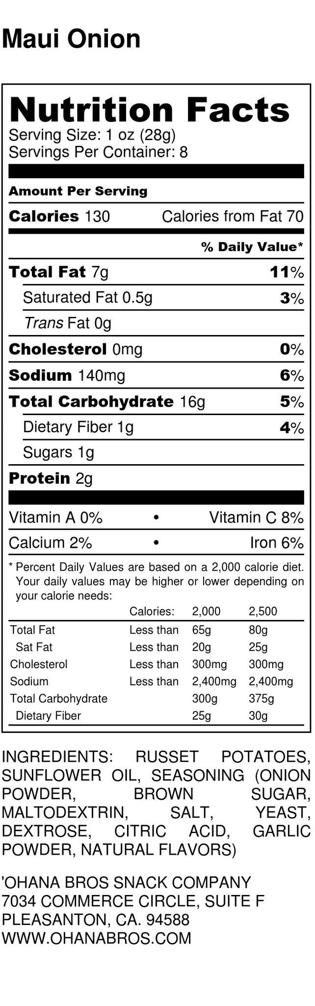 Maui Onion Chips 'Ohana Bros. Snack Company